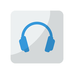 Blue Headphones icon on grey rounded square button on white