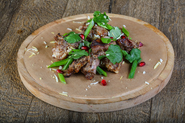 Roast meat on the board