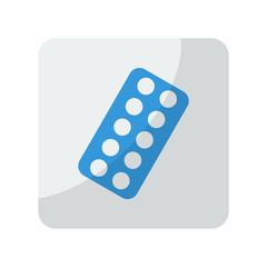 Blue Tablet Strip icon on grey rounded square button on white