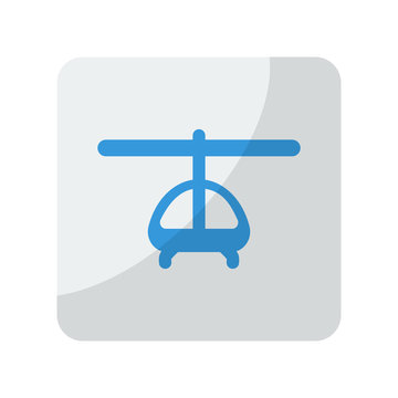Blue Helicopter icon on grey rounded square button on white