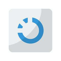 Blue Loading icon on grey rounded square button on white