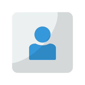 Blue Profile icon on grey rounded square button on white