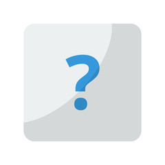 Blue Question Mark icon on grey rounded square button on white