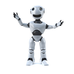 3d Robot cheers with happiness