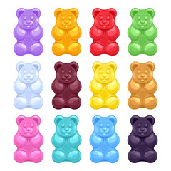 Set of colorful beautiful gummy bears. - 101014546