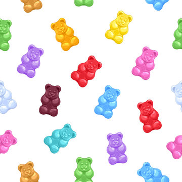 Seamless gummy bears candies background.