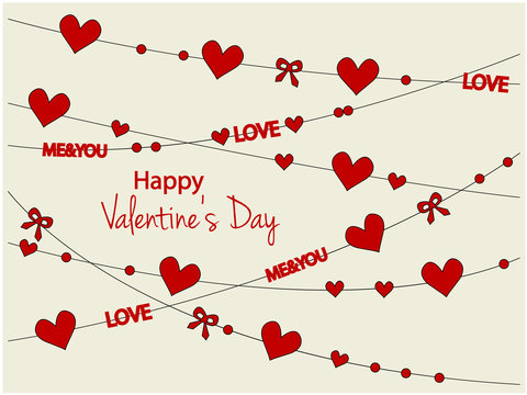 Valentine's day card or background. vector illustration.