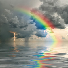 rainbow over ocean © firewings