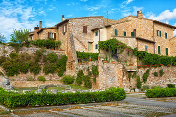 Fototapeta na wymiar Streets of the ancient city of Spello, Umbria, Italy