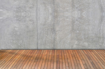 Wooden floor and plaster walls