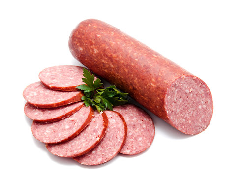 Smoked sausage salami isolated