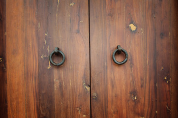 Wooden door with lock