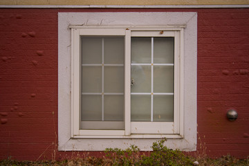 Fototapeta na wymiar Autumn window with colorful wall