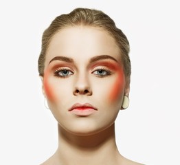 attractive young model with bright make-up