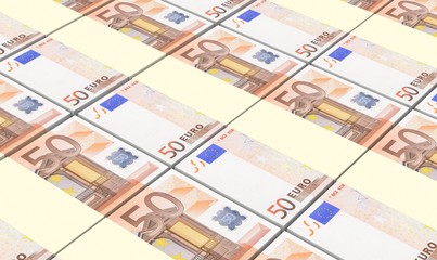 Fototapeta premium European currency bills stacks background. Computer generated 3D photo rendering.