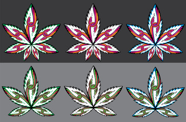 marijuana cannabis leaf silhouette with snake illustrations