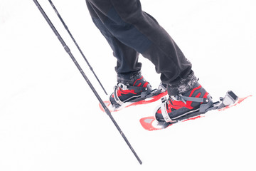 Fototapeta na wymiar snowshoes in the snow.