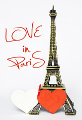 Fototapeta na wymiar Retro Paris grunge card happy valentines day. toned image