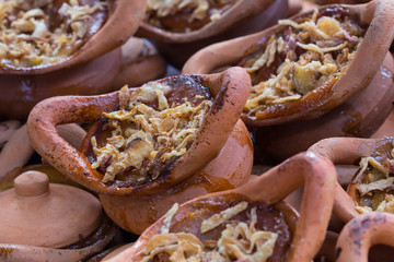 Mung Bean Thai Custard Dessert in clay pot