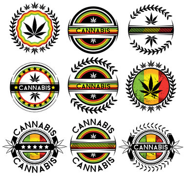 marijuana cannabis leaf decorative jamaican stamps