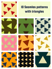 Set of seamless patterns with triangles