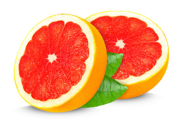 Fototapeta na wymiar grapefruit pieces isolated on white background