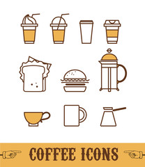 Collection of flat simple coffee icons