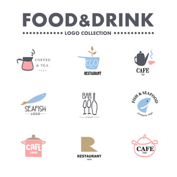 Food and drink logo design templates.