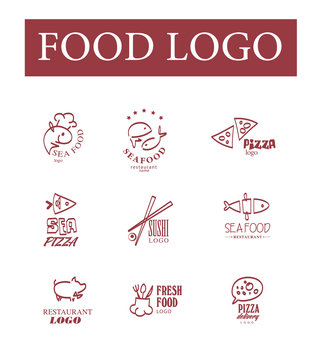 Collection of cute simple food logo templates.