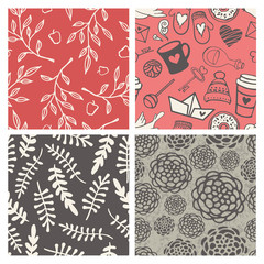 Set of 4 valentine's day patterns