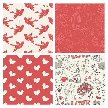 Set of 4 valentine's day patterns