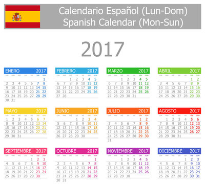 2017 Spanish Type-1 Calendar Mon-Sun on white background