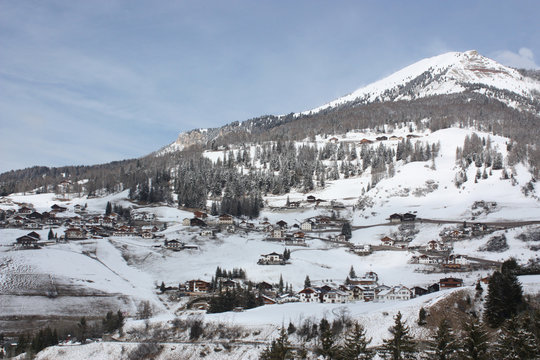 Dolomites skiing resort. Gardena.
