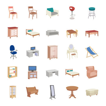 Furniture color vector icons