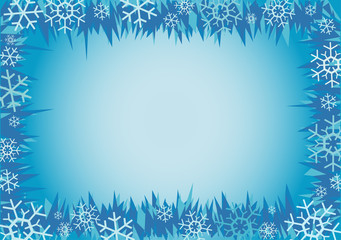 Fototapeta na wymiar Winter decorative frame. Frame of snowflakes on the blue background. Vector available.. 