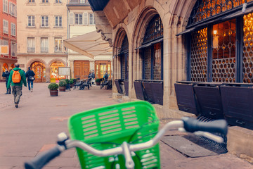 Obraz premium Bicycle with colorful green basket