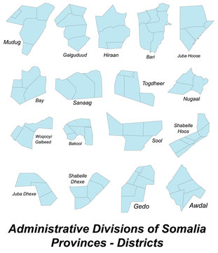 Large and detailed maps of all provinces of Somalia.