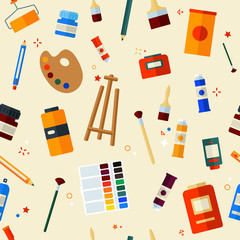 Tools and Materials for Creativity and Painting Seamless Pattern