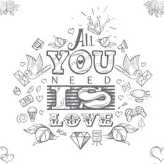 All you need is love - seamless vector pattern