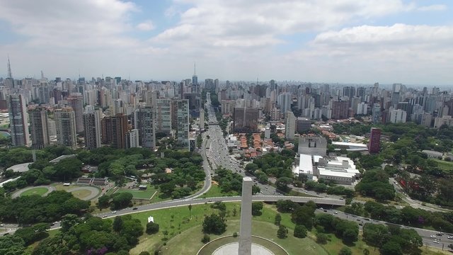 Aerial View of Avenida 23 de Maio in Sao Paulo, Brazil
