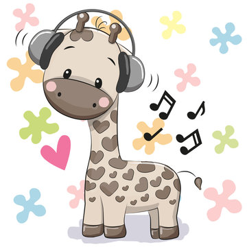 Giraffe with headphones