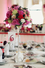 Creative fresh flowers decoration pink red and white roses at we