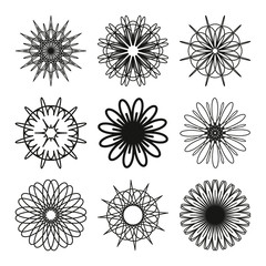 Set of geometric round mandalas