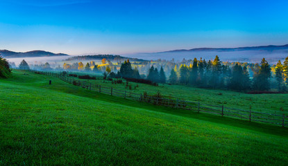 Fototapeta na wymiar Morning mist in Vermont