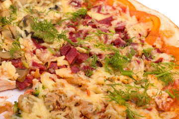 Pizza with cheese and ham