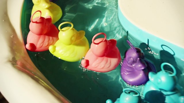 Rubber Ducks in bathtub Multicolored - 1080p. A rubber duck is a toy shaped like a stylized duck, generally yellow with a flat base. 