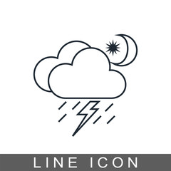 lightning rain cloud moon meteo icon