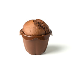 chocolate muffin with raisins isolated on white background