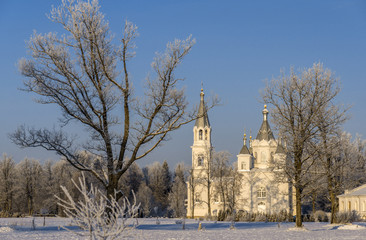 Church in winter day