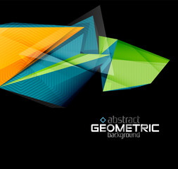 Vector color geometric shapes on black background